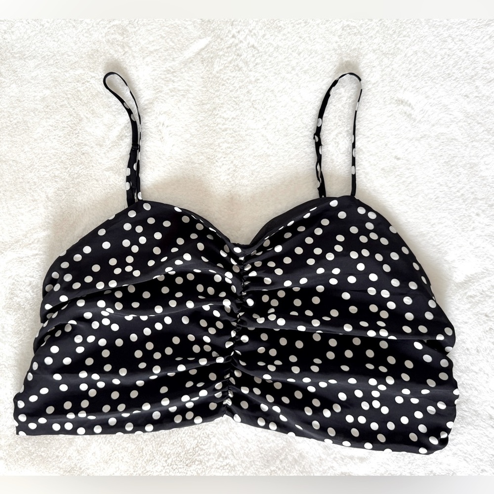 H&M Black Polka Dot Crop Top, Size XL